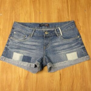 LEVIS JEANS Patchwork Denim Shorts Juniors 7 Micro Mini Cuffed VINTAGE Jorts Y2K